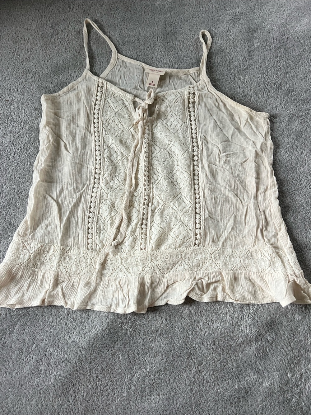 Mossimo Supply Co. Cream Lace-Trim Spaghetti Strap Cami